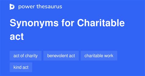 another word for charity work|CHARITABLE WORK in Thesaurus: 100.